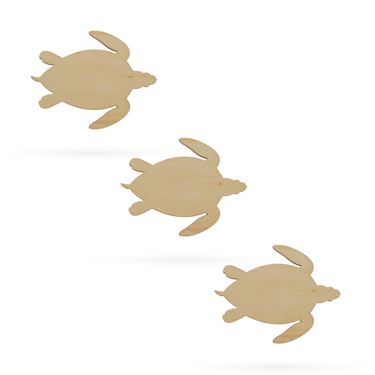 3 Turtles Unfinished Wooden Shapes Craft Cutouts DIY Unpainted 3D Plaques 4 Inches